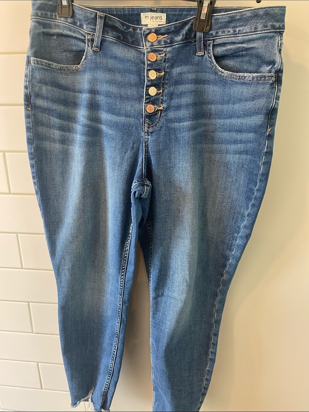 Maurices Mid-Rise Button-Fly Blue Skinny Jeans